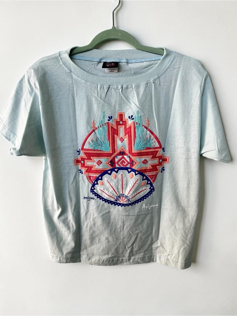 Single stitch Light mint green Graphic NOS Arizona souvenir tee Nathan Richards
